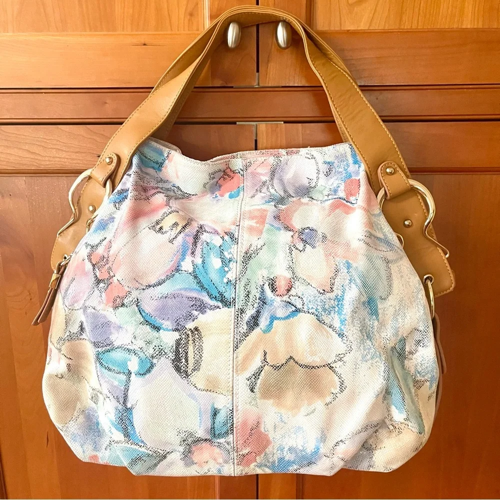 Floral Pattern Genuine Leather Spacious Hobo & Boho Style Shoulder Bag
